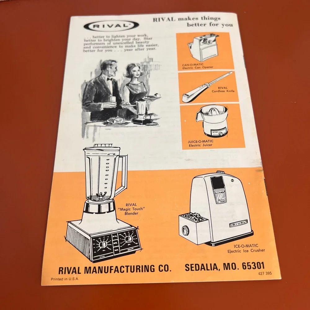 Vintage Rival Kitcheneer Instructions Recipes Manual Grind-O-Mat Shred-O-Mat 303